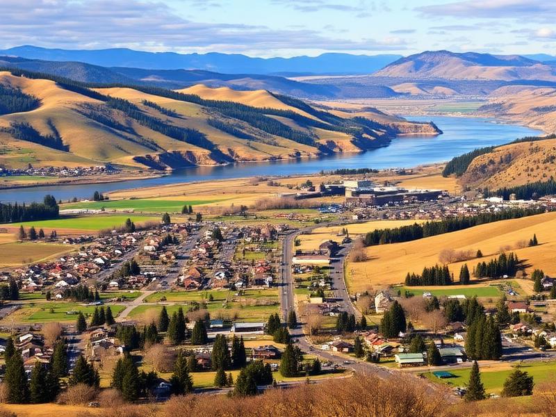 Scenic view of The Dalles Oregon and Columbia River Gorge area